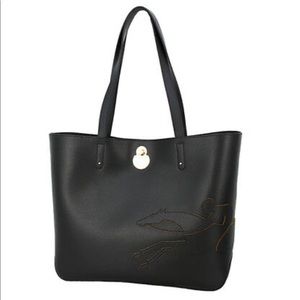 Longchamp Paris Black Leather Tote